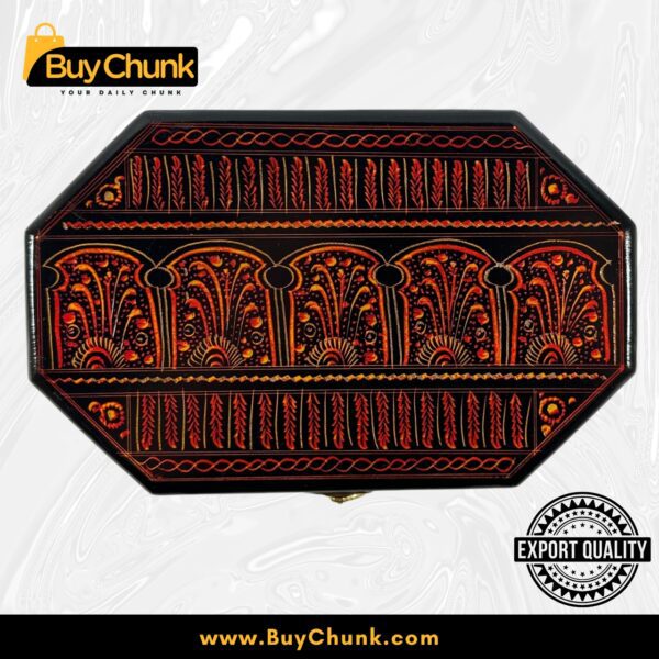 8-Side Rose Wood Handmade Lacquer Art Jewelry Box Red