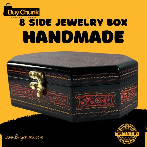 8-Side Rose Wood Handmade Lacquer Art Jewelry Box