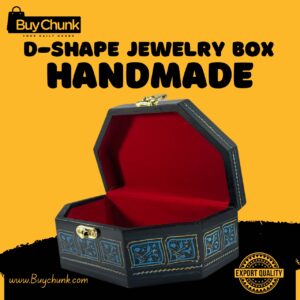 Stunning D-Shape Rose Wood Handmade Lacquer Art Jewelry Box