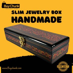 Handmade Wood Lacquer Art Ruby Floral Eye Jewelry Box