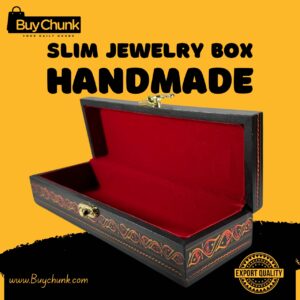Handmade Wood Lacquer Art Crimson Wave Bloom Jewelry Box