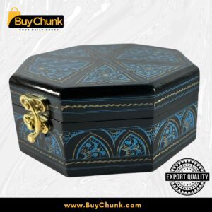 Octagon Shape Wood Handmade Lacquer Art Jewelry Box