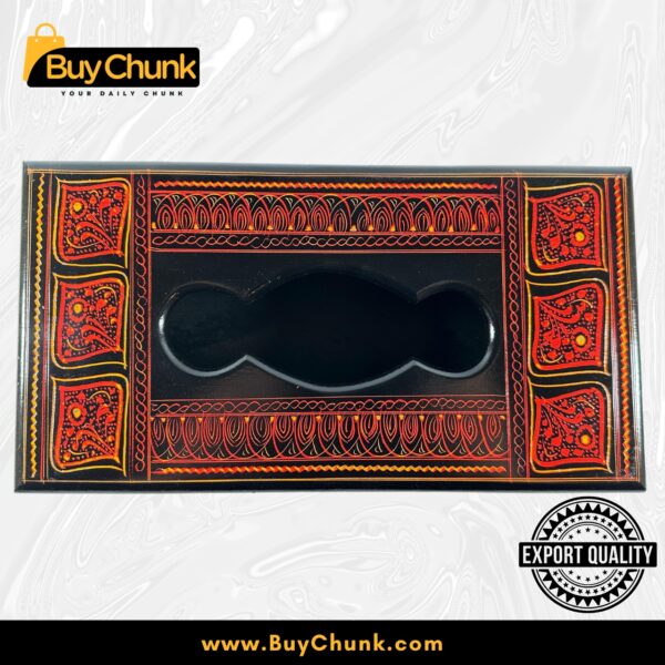 Rose Wood Handmade Lacquer Art Floral Tissue Box