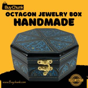 Octagon Shape Wood Handmade Lacquer Art Jewelry Box