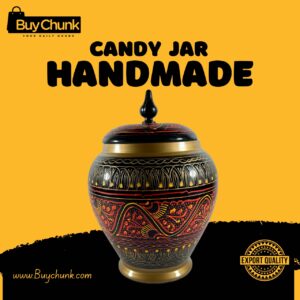 Handmade Rose Wood Lacquer Art Candy Jar Red Floral Star
