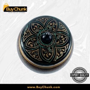 Handmade Rose Wood Lacquer Art Candy Jar blue 5 inches Golden