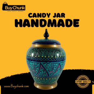 Handmade Rose Wood Lacquer Art Candy Jar Green