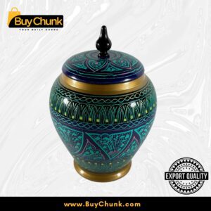 Handmade Rose Wood Lacquer Art Candy Jar Green
