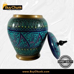 Handmade Rose Wood Lacquer Art Candy Jar Green
