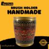 Handcrafted Lacquer Art Makeup Brush Holder Scarlet Traditional Motif Pattern