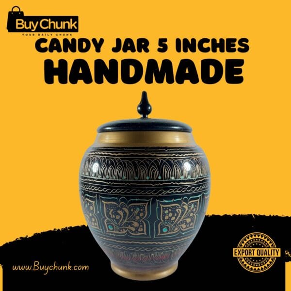 Handmade Rose Wood Lacquer Art Candy Jar - 5 Inches