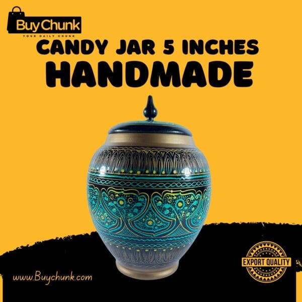 Handmade Rose Wood Lacquer Art Candy Jar - 5 Inches