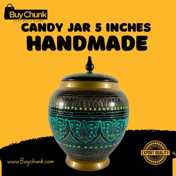 Handmade Rose Wood Lacquer Art Candy Jar - 5 Inches