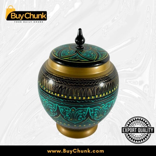 Handmade Rose Wood Lacquer Art Candy Jar - 5 Inches