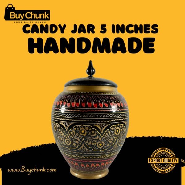 Handmade Rose Wood Lacquer Art Candy Jar - 5 Inches