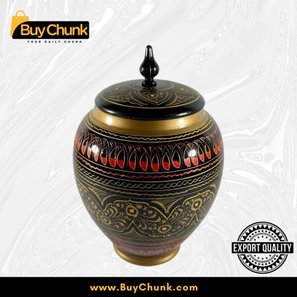 Handmade Rose Wood Lacquer Art Candy Jar - 5 Inches