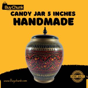 Handmade Rose Wood Lacquer Art Candy Jar - 5 Inches red
