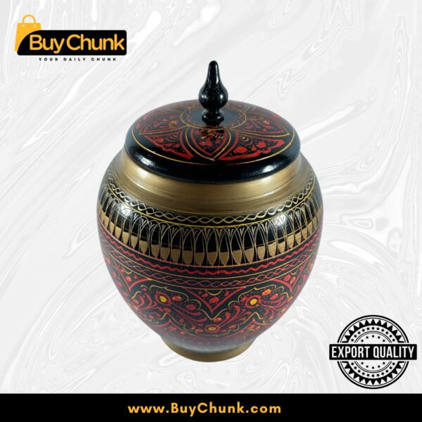 Handmade Rose Wood Lacquer Art Candy Jar - 5 Inches red