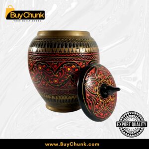 Handmade Rose Wood Lacquer Art Candy Jar - 5 Inches red