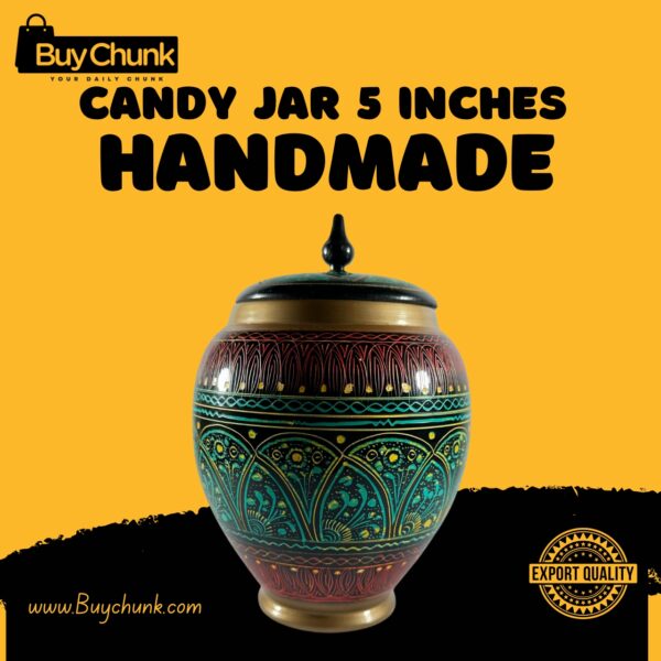 Handmade Rose Wood Lacquer Art Candy Jar - 5 Inches