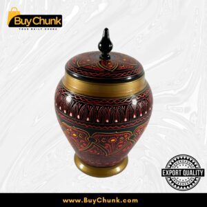 Handmade Rose Wood Lacquer Art Candy Jar Floral Star