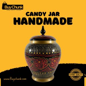 Handmade Rose Wood Lacquer Art Candy Jar Red