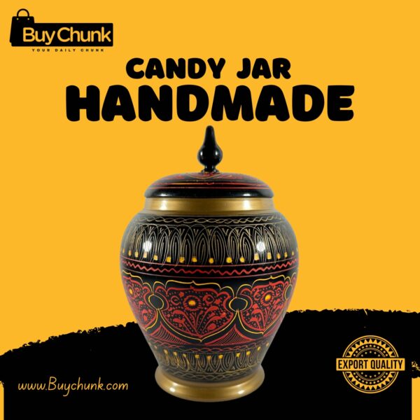 Handmade Rose Wood Lacquer Art Candy Jar Red