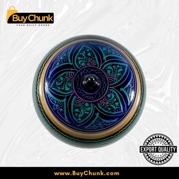 Handmade Rose Wood Lacquer Art Candy Jar blue 5 inches Blue Floral Star (4)