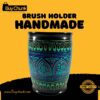 Lacquer Art Pen Console – Radiant Sunburst Design – Brush Holder