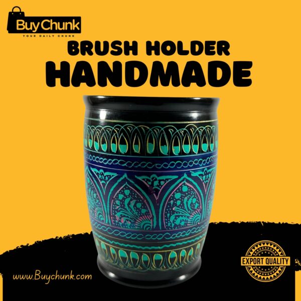 Lacquer Art Pen Console – Radiant Sunburst Design – Brush Holder