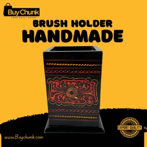 Rose Wood Hand Made Lacquer Art Pen Console – Fiery Sunburst Design – Brush Holder
