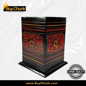 Rose Wood Hand Made Lacquer Art Pen Console – Fiery Sunburst Design – Brush Holder