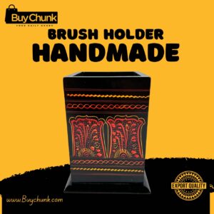 Rose Wood Hand Made Lacquer Art Pen Console – Crimson Blossoms Design – Brush Holder