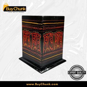 Rose Wood Hand Made Lacquer Art Pen Console – Crimson Blossoms Design – Brush Holder