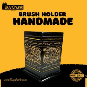 Rose Wood Hand Made Lacquer Art Pen Console – Crown of Elegance Design – Brush Holder