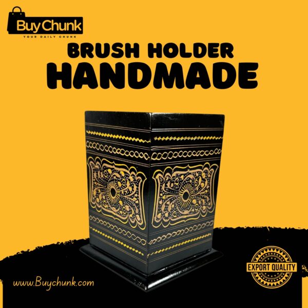 Rose Wood Hand Made Lacquer Art Pen Console – Crown of Elegance Design – Brush Holder