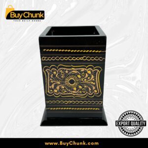 Rose Wood Hand Made Lacquer Art Pen Console – Crown of Elegance Design – Brush Holder