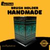 Rose Wood Hand Made Lacquer Art Pen Console – Emerald Vines Design – Brush Holder