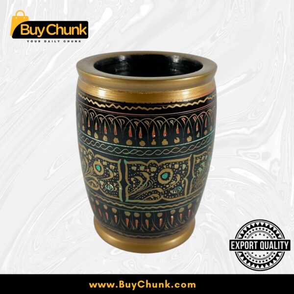 Rose Wood Hand Made Lacquer Art Pen Console – Regal Mandala Design – Brush Holder