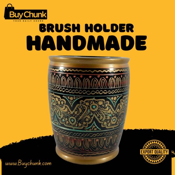 Hand Made Lacquer Art Pen Console – Regal Mandala Design – Brush Holder