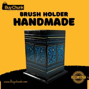 Rose Wood Hand Made Lacquer Art Pen Console – Twilight Blossoms Design – Brush Holder