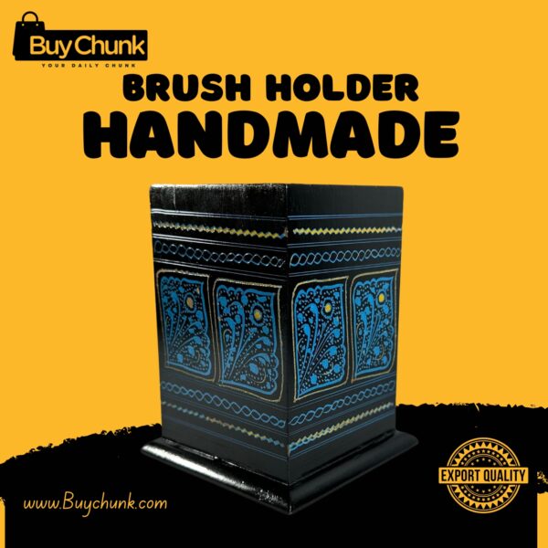 Rose Wood Hand Made Lacquer Art Pen Console – Twilight Blossoms Design – Brush Holder