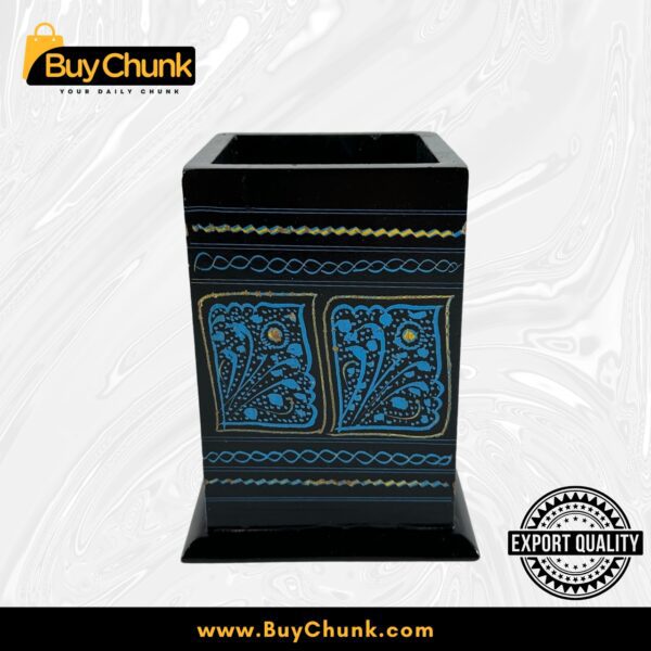 Rose Wood Hand Made Lacquer Art Pen Console – Twilight Blossoms Design – Brush Holder
