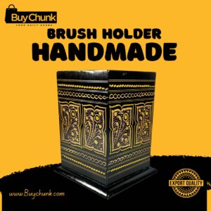 Rose Wood Hand Made Lacquer Art Pen Console – Twin Blossoms Design – Brush Holder