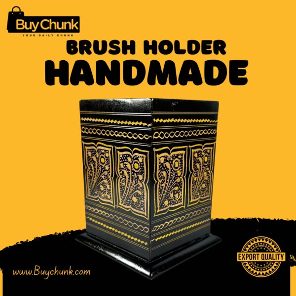 Rose Wood Hand Made Lacquer Art Pen Console – Twin Blossoms Design – Brush Holder