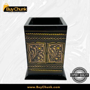 Rose Wood Hand Made Lacquer Art Pen Console – Twin Blossoms Design – Brush Holder