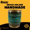 Rose Wood Handmade Lacquer Art Pen Console Forest Green Wave Brush Holder