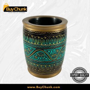 Rose Wood Handmade Lacquer Art Pen Console Forest Green Wave Brush Holder