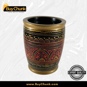 Handcrafted Lacquer Art Makeup Brush Holder Scarlet Traditional Motif Pattern