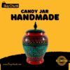 Handmade Rose Wood Lacquer Art Candy Jar Red Green